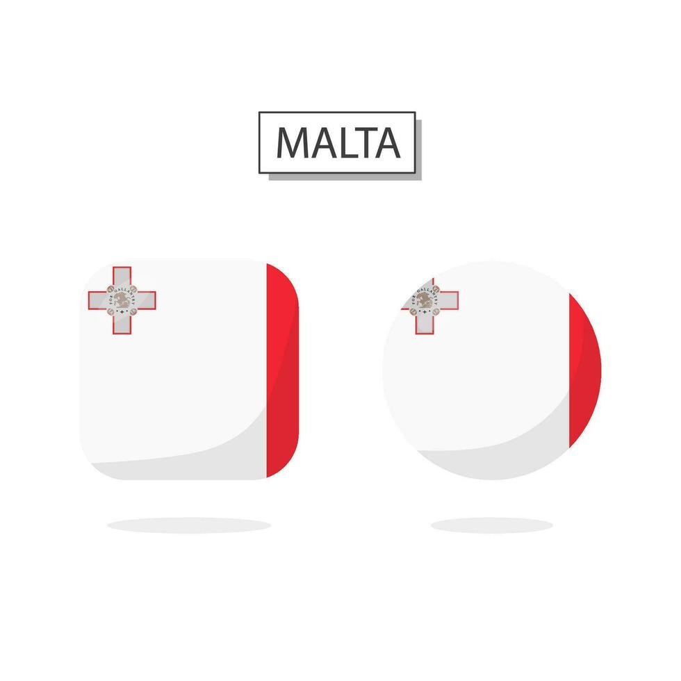 bandera de Malta 2 formas icono 3d dibujos animados estilo. vector