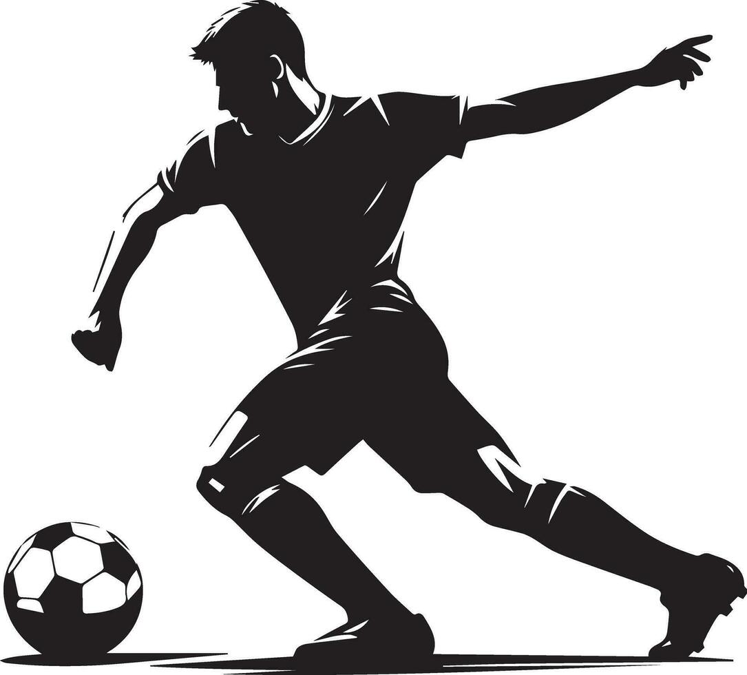 Soccer Player pose vector silhouette illustration black color, Football player vector silhouette