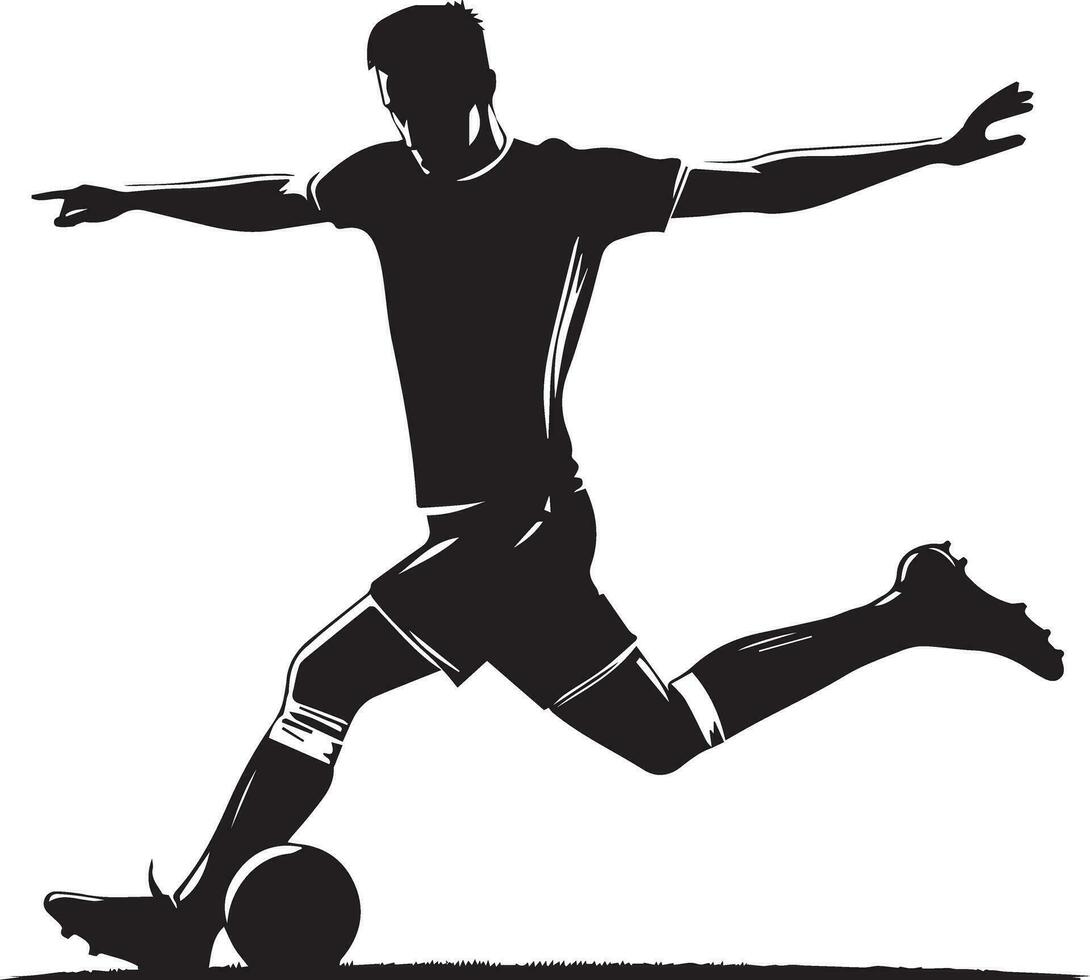 Soccer Player pose vector silhouette illustration black color, Football player vector silhouette