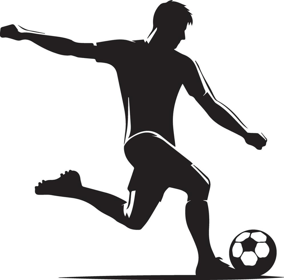 Soccer Player pose vector silhouette illustration black color, Football player vector silhouette