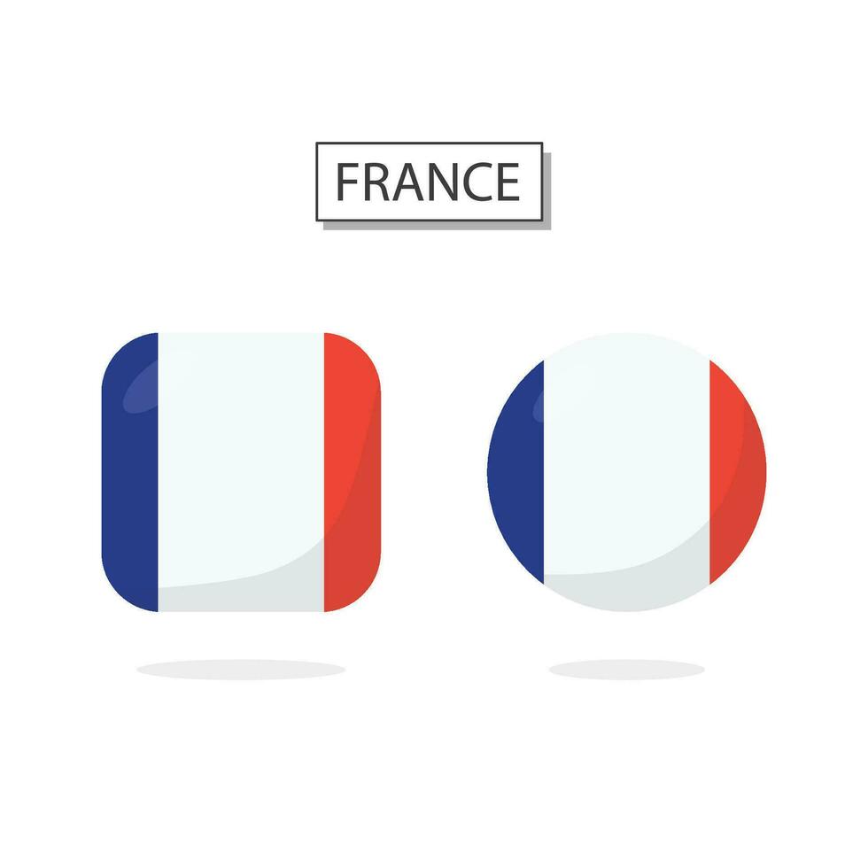 bandera de Francia 2 formas icono 3d dibujos animados estilo. vector