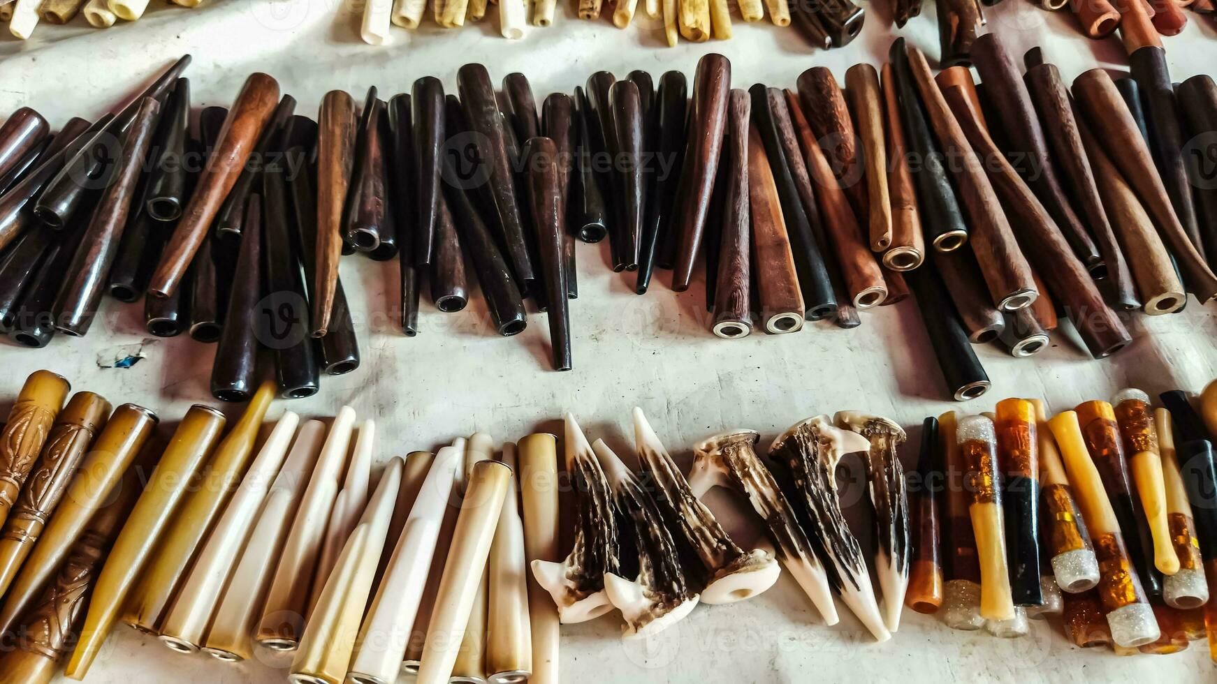 vintage collection of tobacco pipes photo