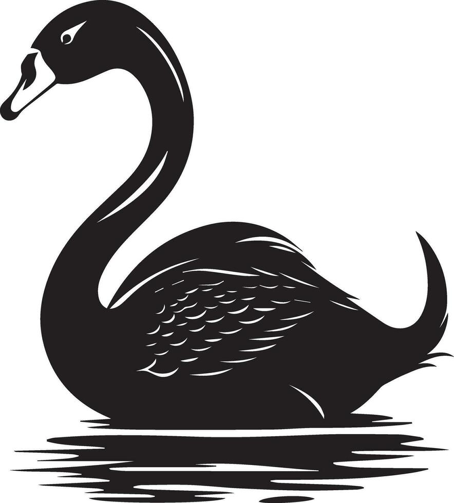 cisne vector silueta ilustración negro color