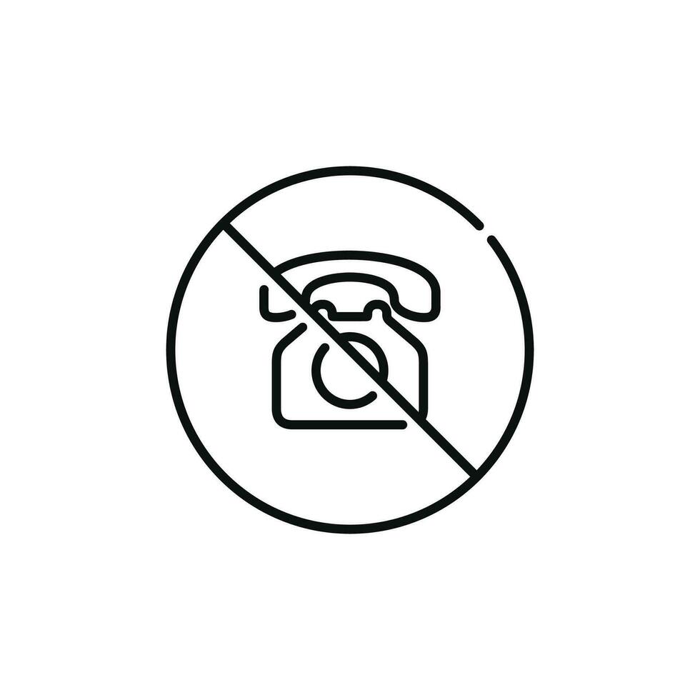 No phone allowed line icon symbol isolated on white background. No call line icon symbol vector