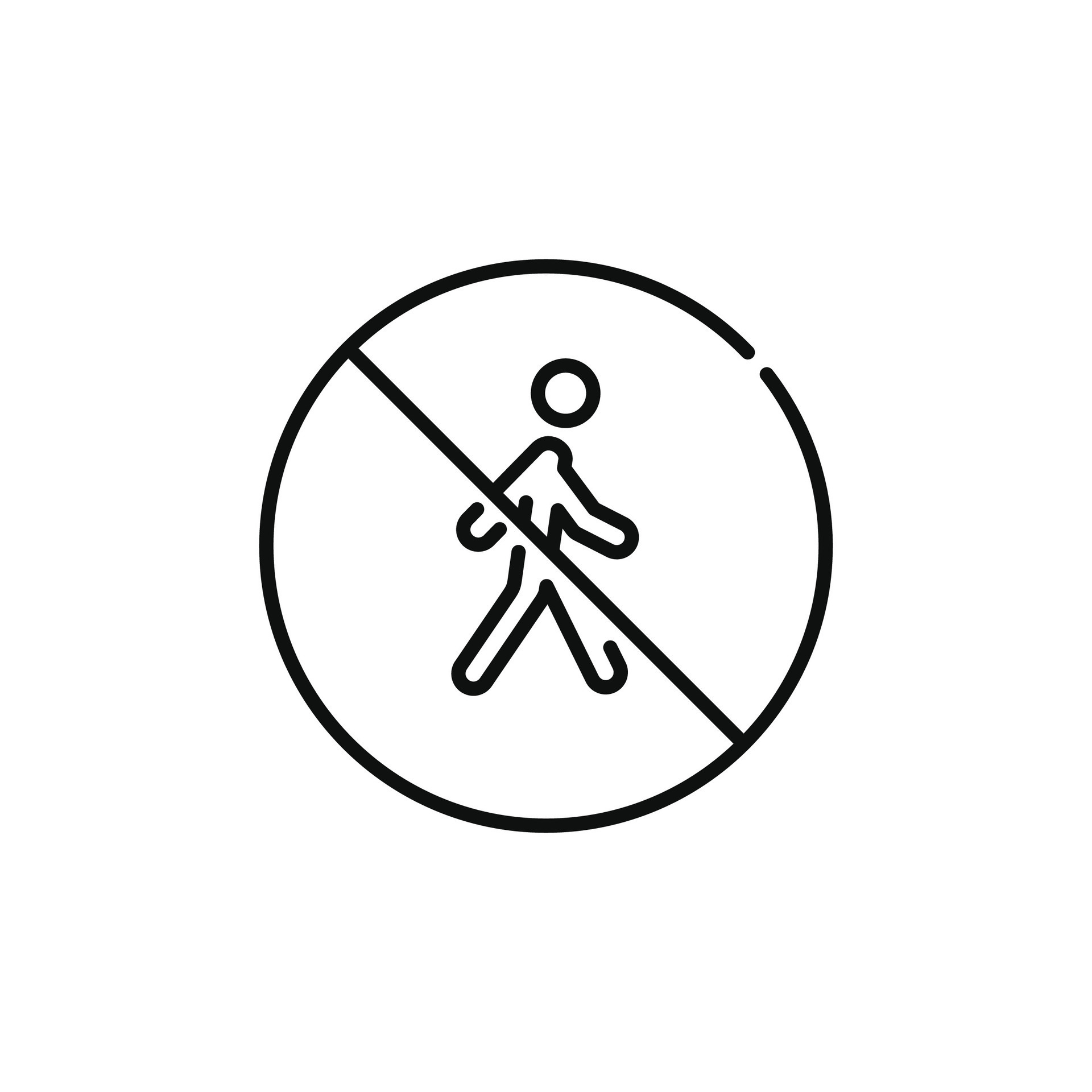 No pedestrian access line icon symbol isolated on white background. Do