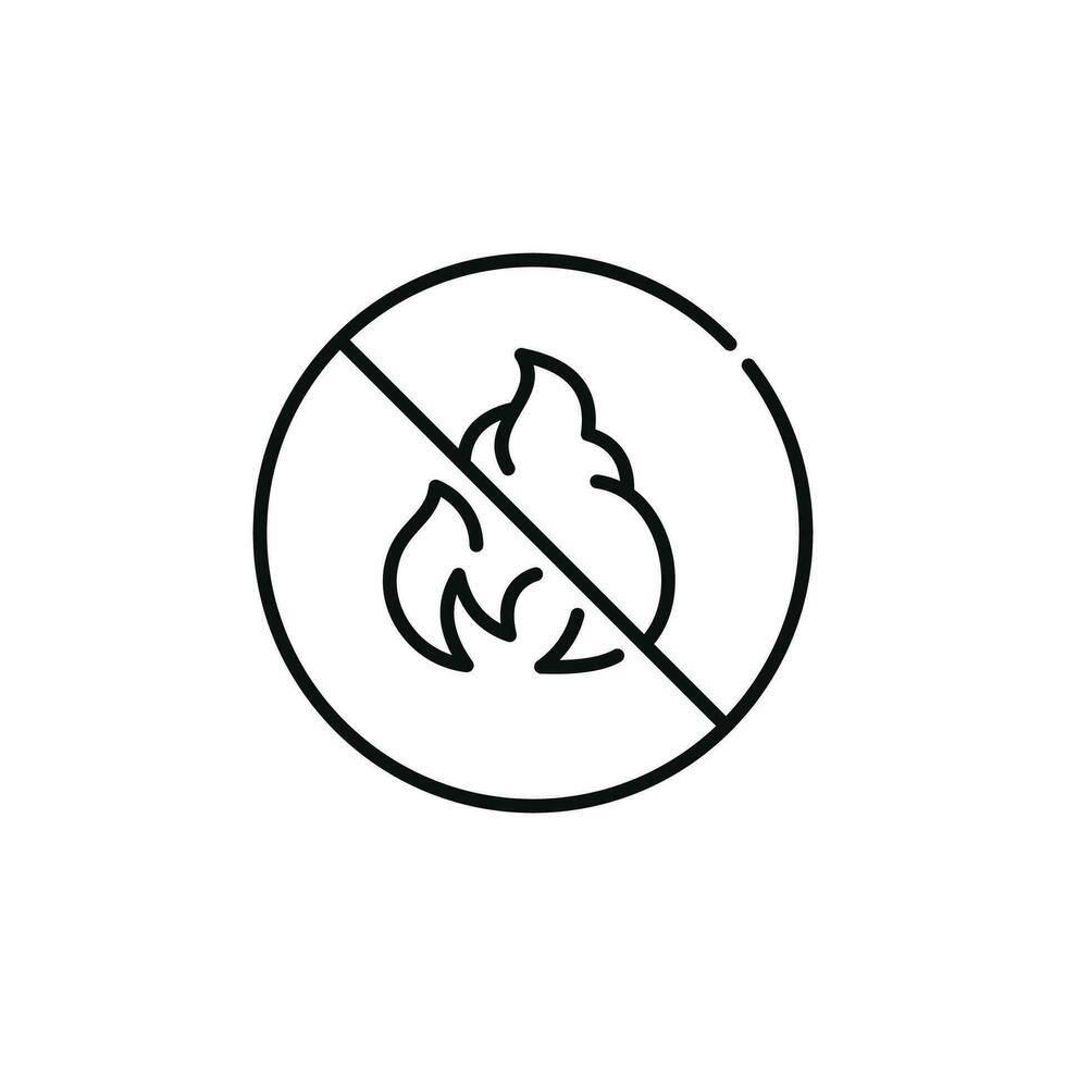 No fire line icon symbol isolated on white background vector