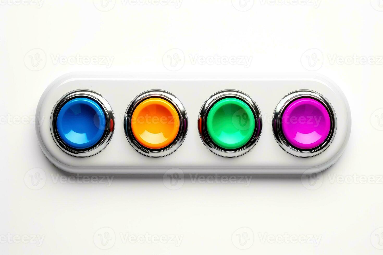 Abstract high tech multicolor button on white background, Generative AI photo