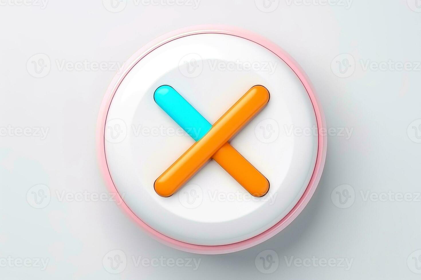 Abstract high tech multicolor button on white background, Generative AI photo