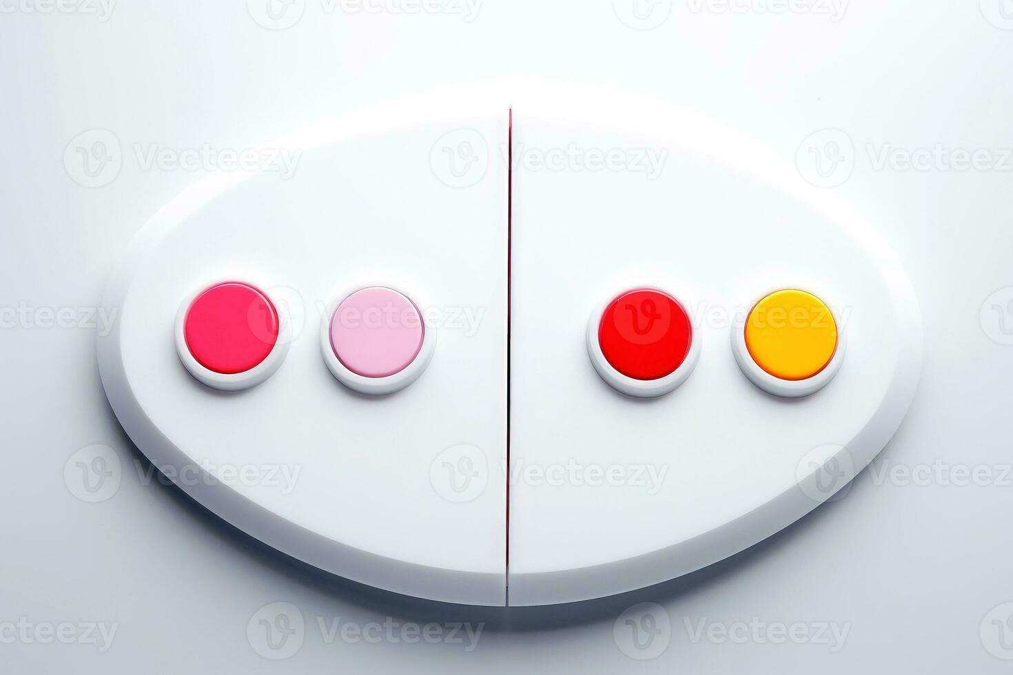 Abstract high tech multicolor button on white background, Generative AI photo