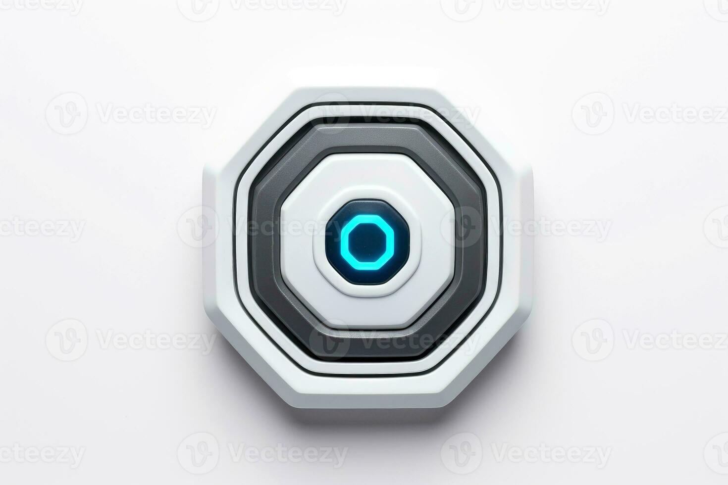 Abstract high tech multicolor button on white background, Generative AI photo