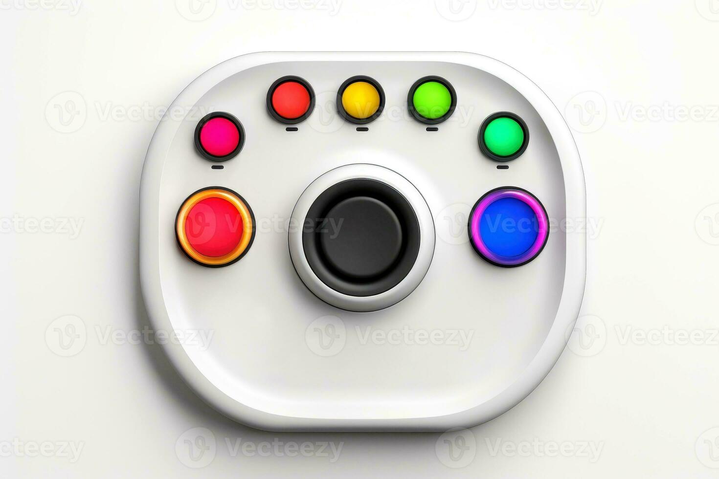 Abstract high tech multicolor button on white background, Generative AI photo