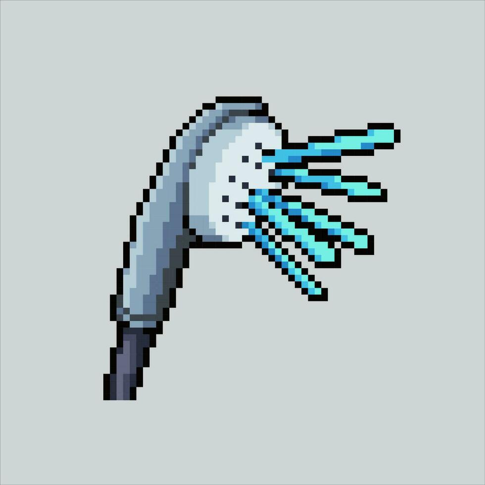 Pixel art illustration shower head. Pixelated Shower Faucet. Bath Shower head faucet pixelated for the pixel art game and icon for website and video game. old school retro. vector