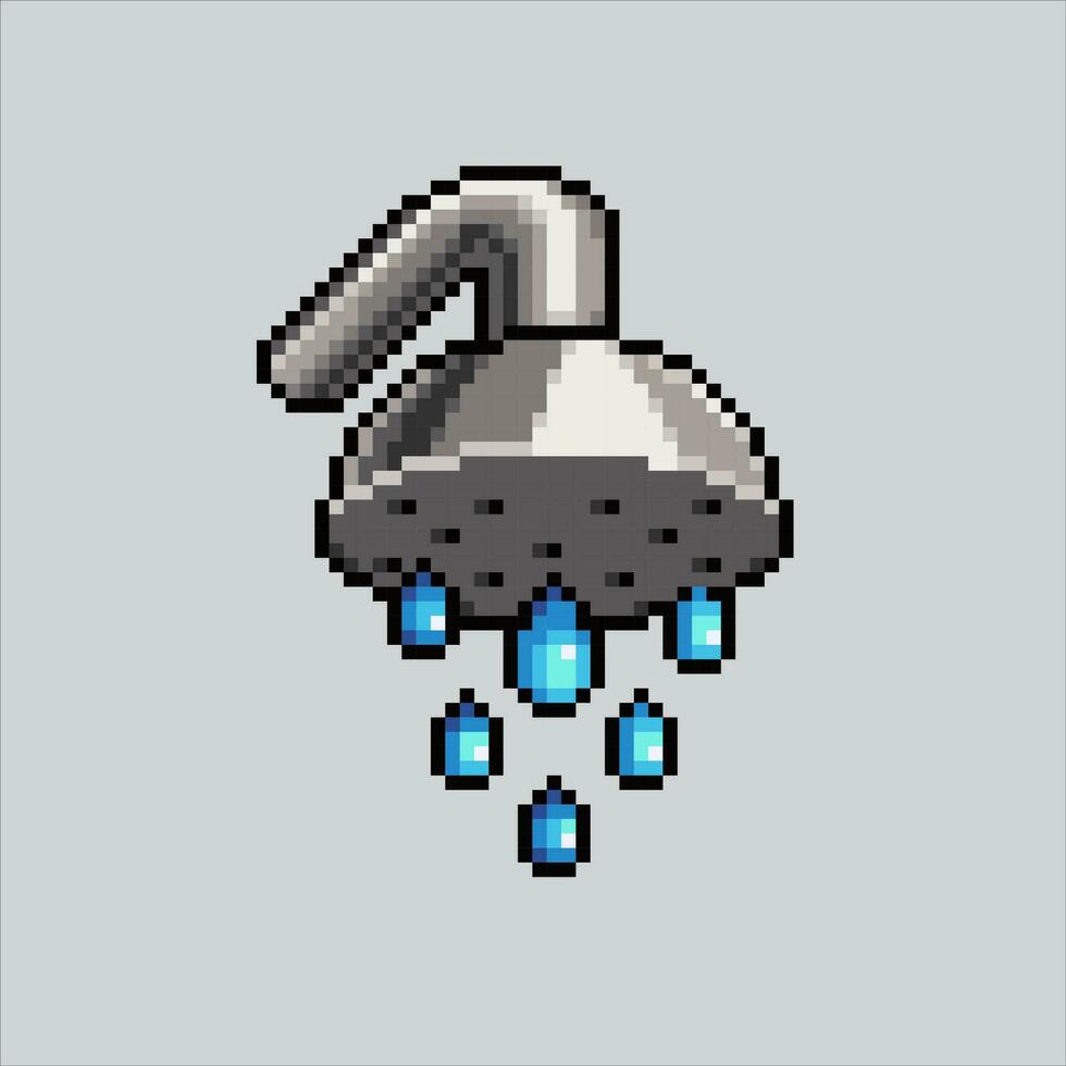 Pixel art illustration shower head. Pixelated Shower Faucet. Bath Shower head faucet pixelated for the pixel art game and icon for website and video game. old school retro. vector