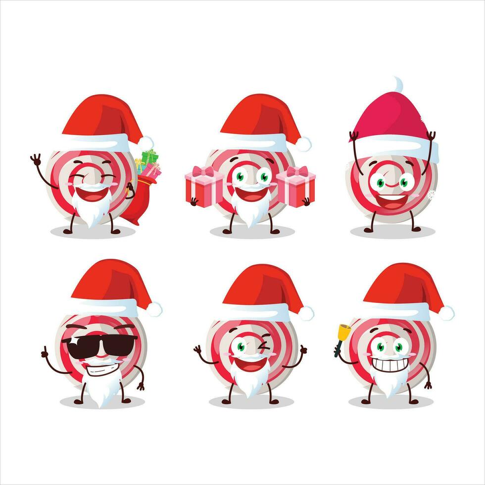 Santa Claus emoticons with spiral white candy cartoon character vector