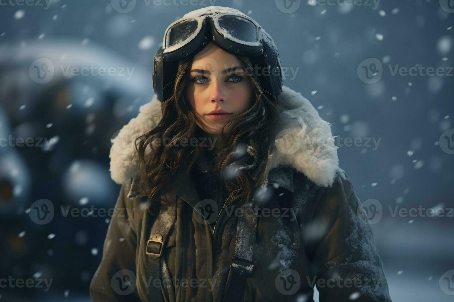 Beautiful pilot girl Generative AI photo