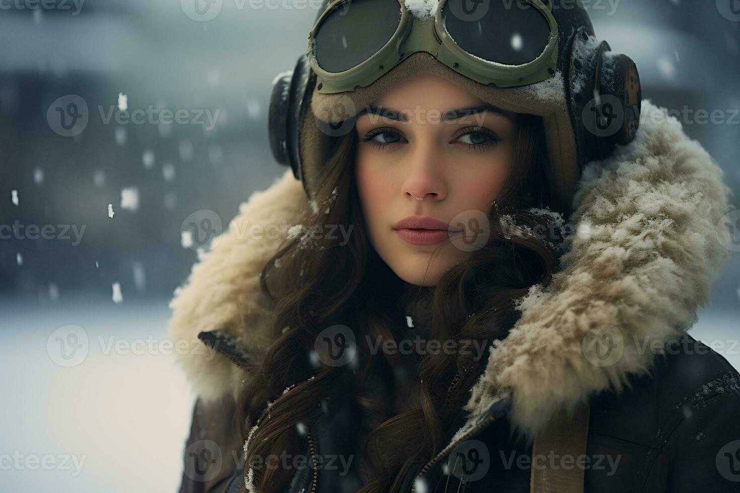 Beautiful pilot girl Generative AI photo