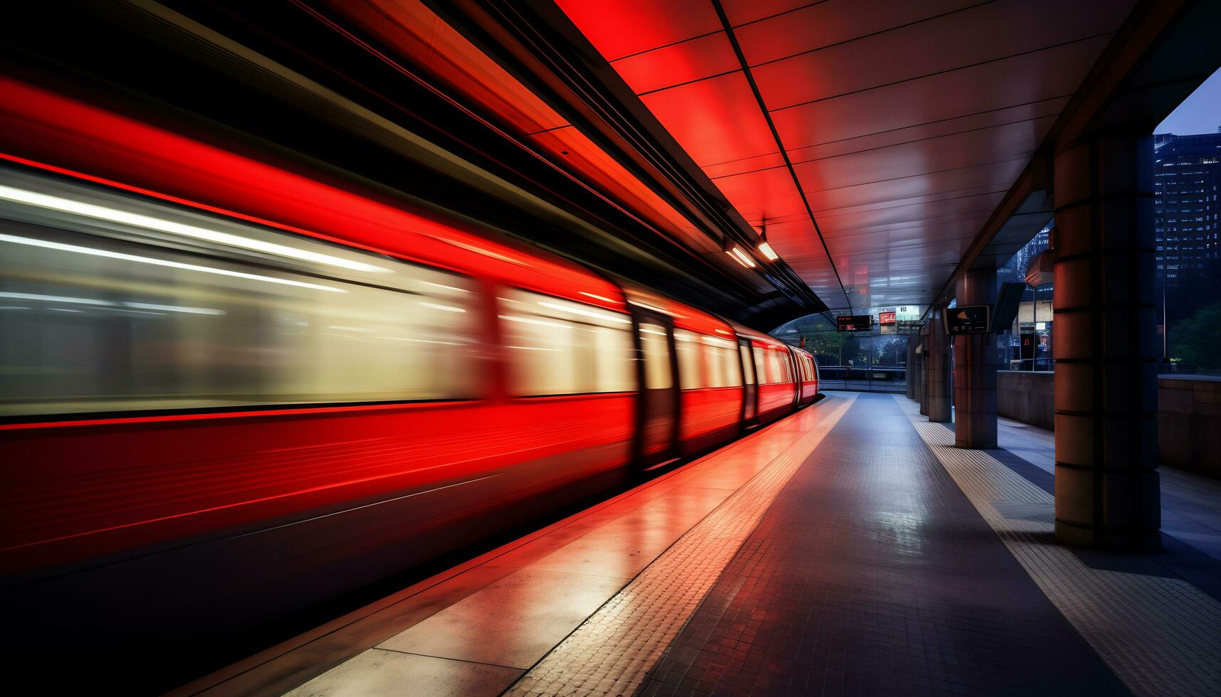 a quiet subway station, empty without passengers Generative AI photo