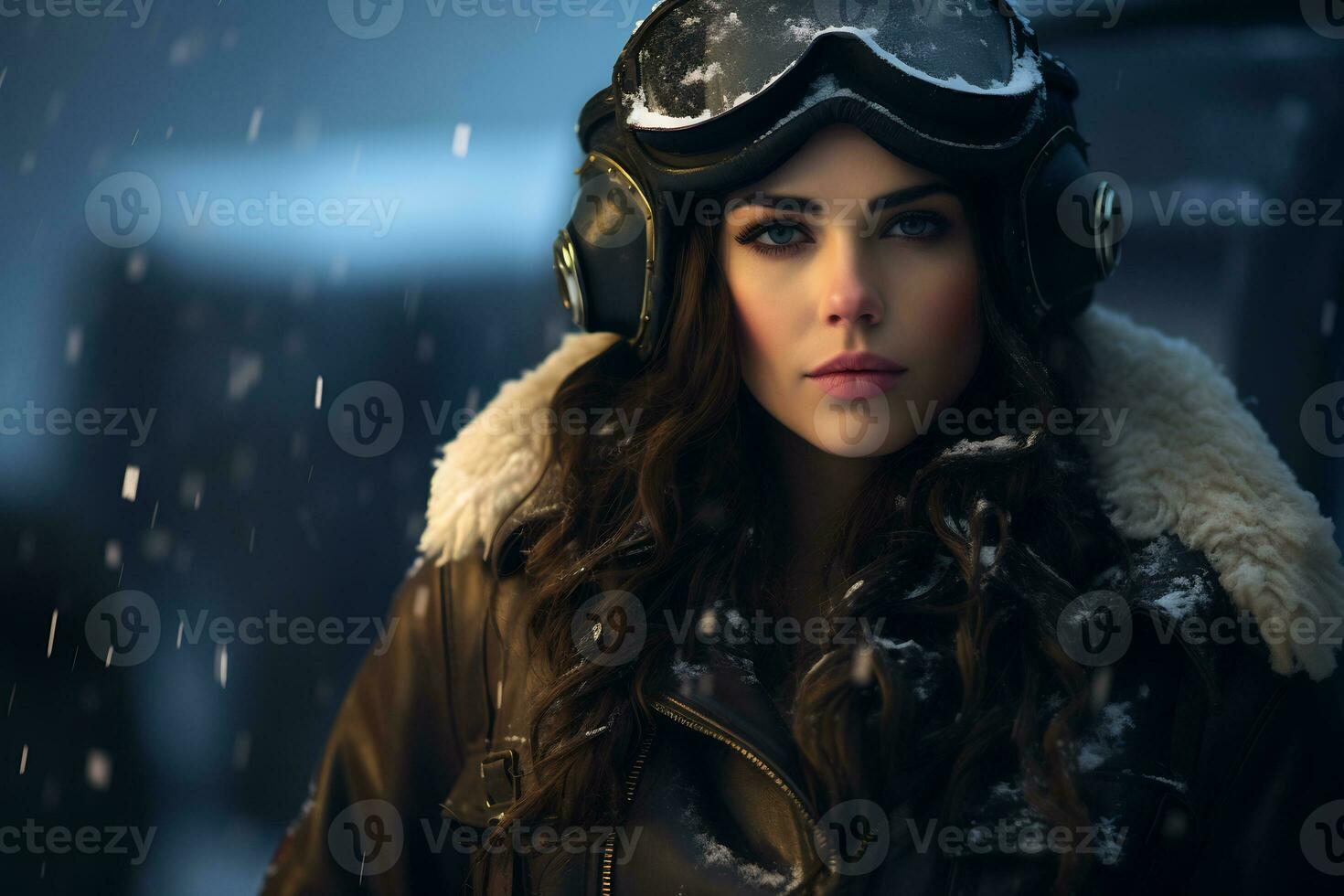 Beautiful pilot girl Generative AI photo