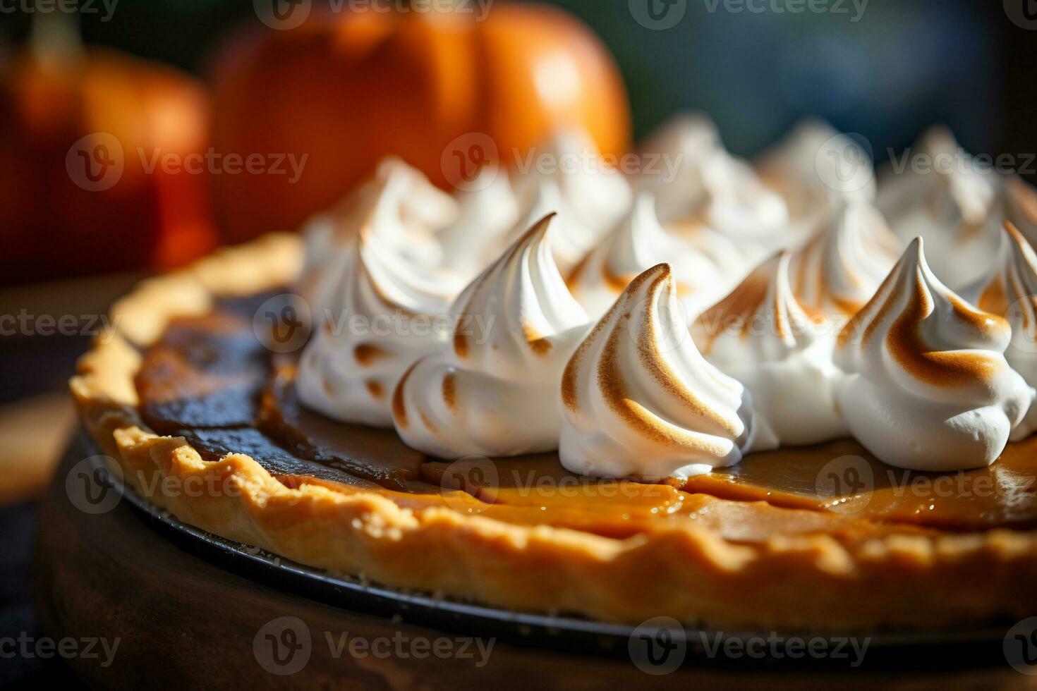 A picture of a close up shot of a delicious pumpkin pie AI Generative photo
