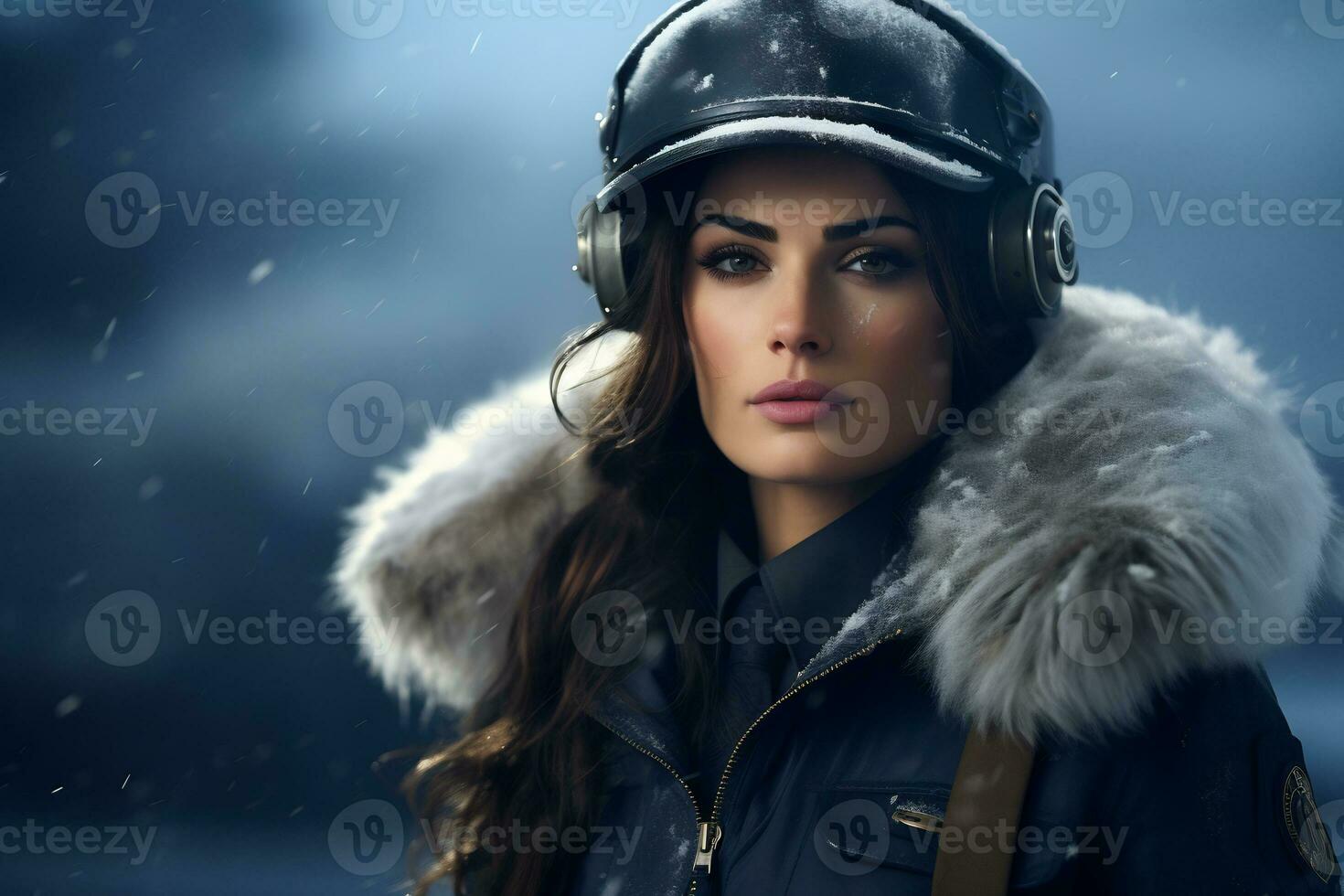 Beautiful pilot girl Generative AI photo