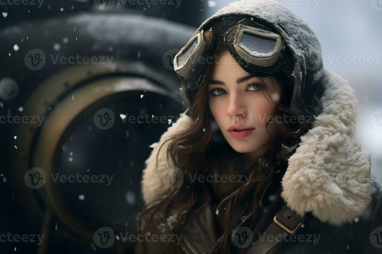 Beautiful pilot girl Generative AI photo