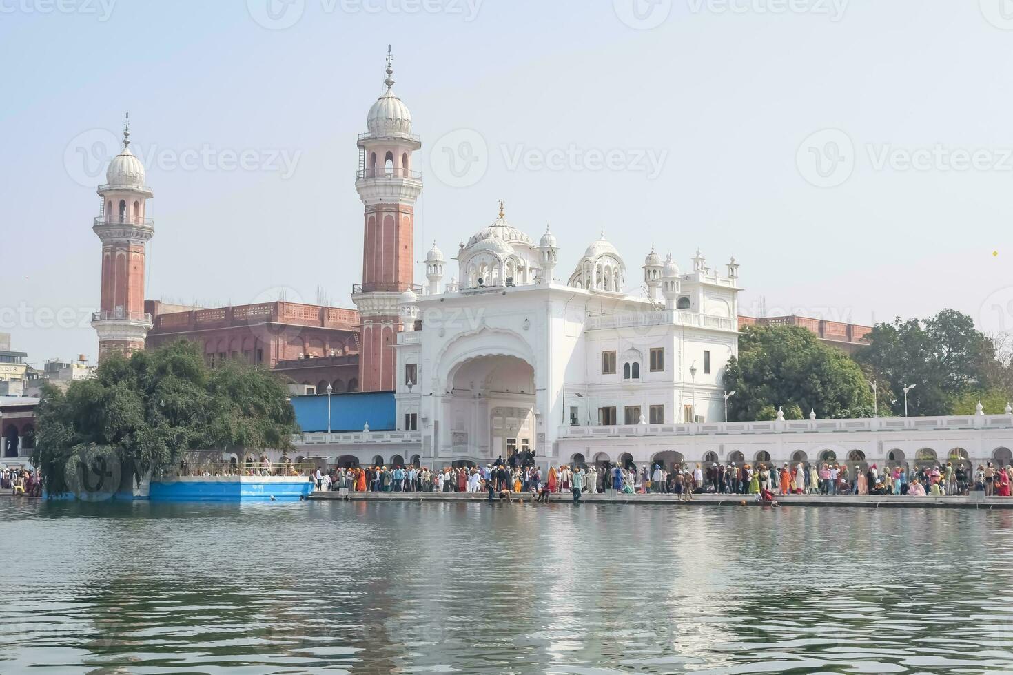 View of details of architecture inside Golden Temple Harmandir Sahib in Amritsar, Punjab, India, Famous indian sikh landmark, Golden Temple, the main sanctuary of Sikhs in Amritsar, India photo