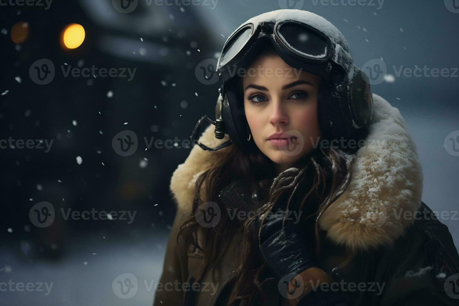 Beautiful pilot girl Generative AI photo