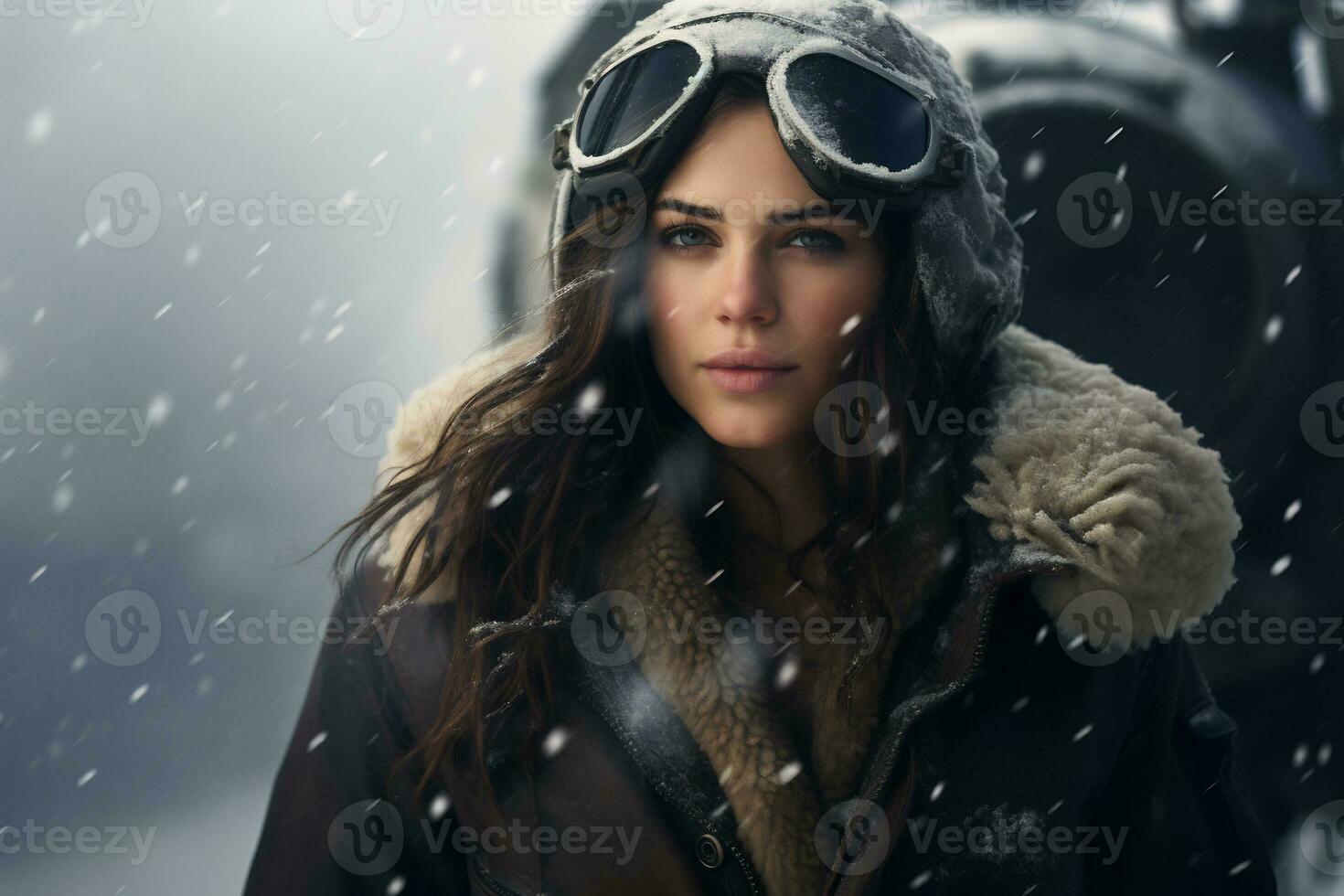 Beautiful pilot girl Generative AI photo