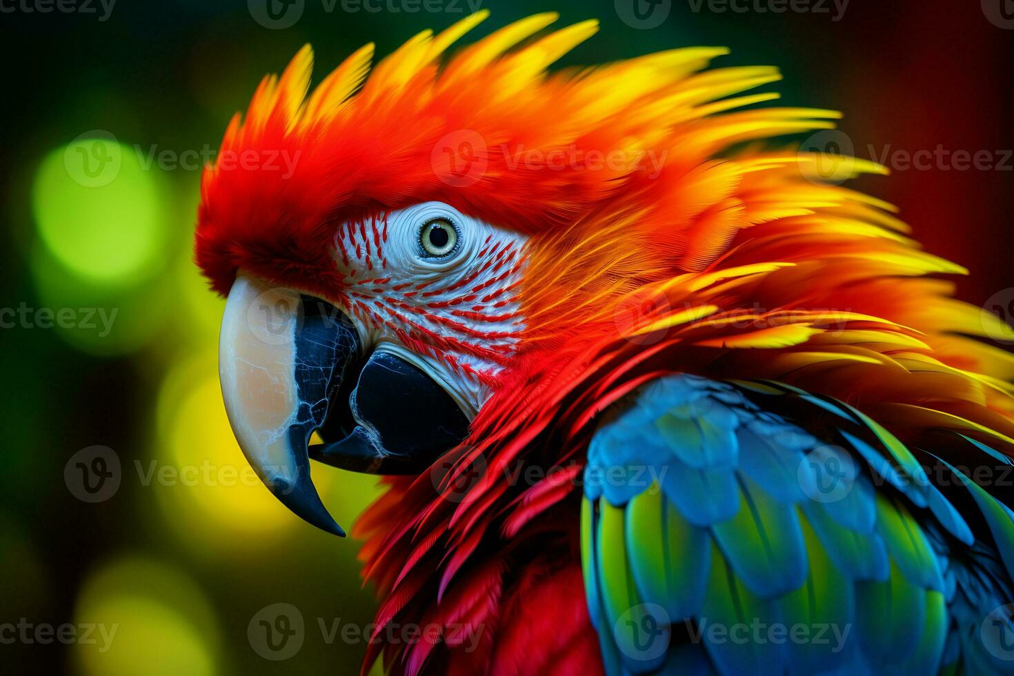 Macaw birds with vibrant colors in nature Generative AI photo