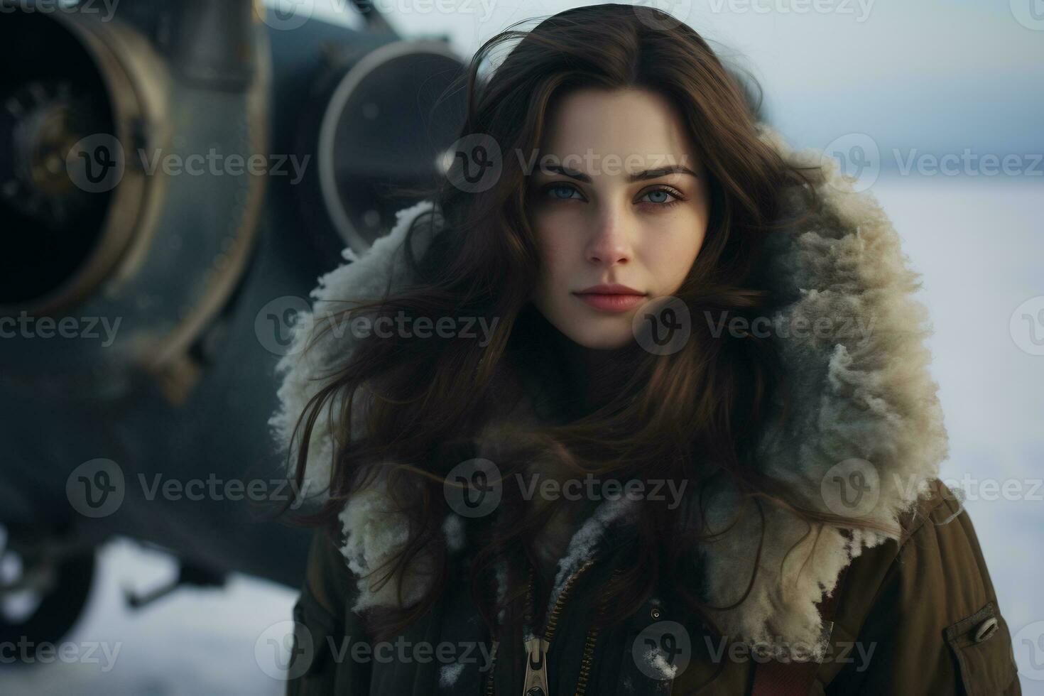 Beautiful pilot girl Generative AI photo