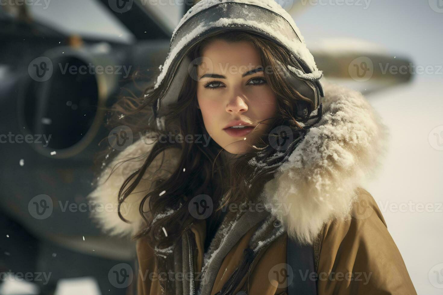 Beautiful pilot girl Generative AI photo