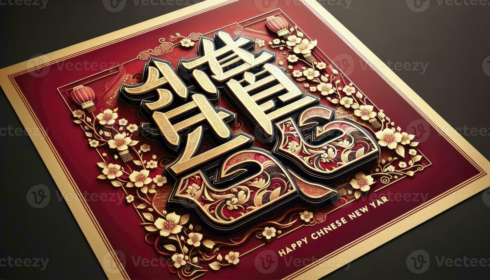 A tyle artwork with ornate calligraphy and festive elements. AI Generative photo