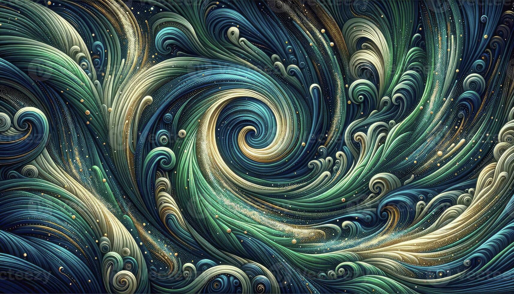 A style with swirling patterns in teal, sapphire, and aquamarine shades, evoking the feeling of a deep ocean current. AI Generative photo