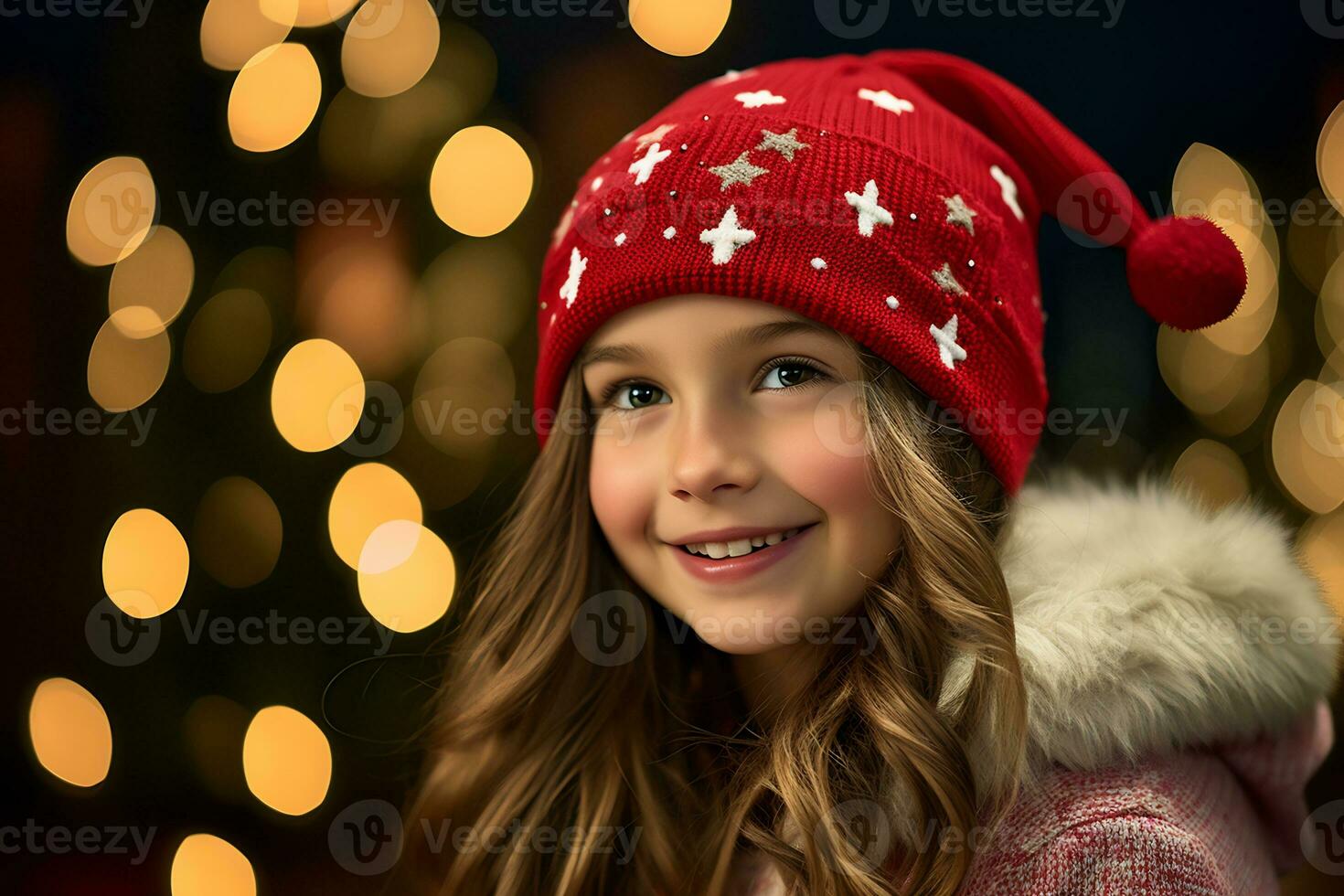 Cheerful girl Enjoying Christmas Celebration in Winter Attire AI Generative photo