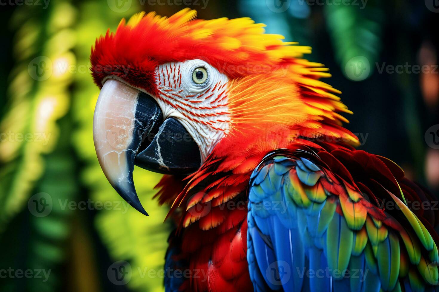 Macaw birds with vibrant colors in nature Generative AI photo