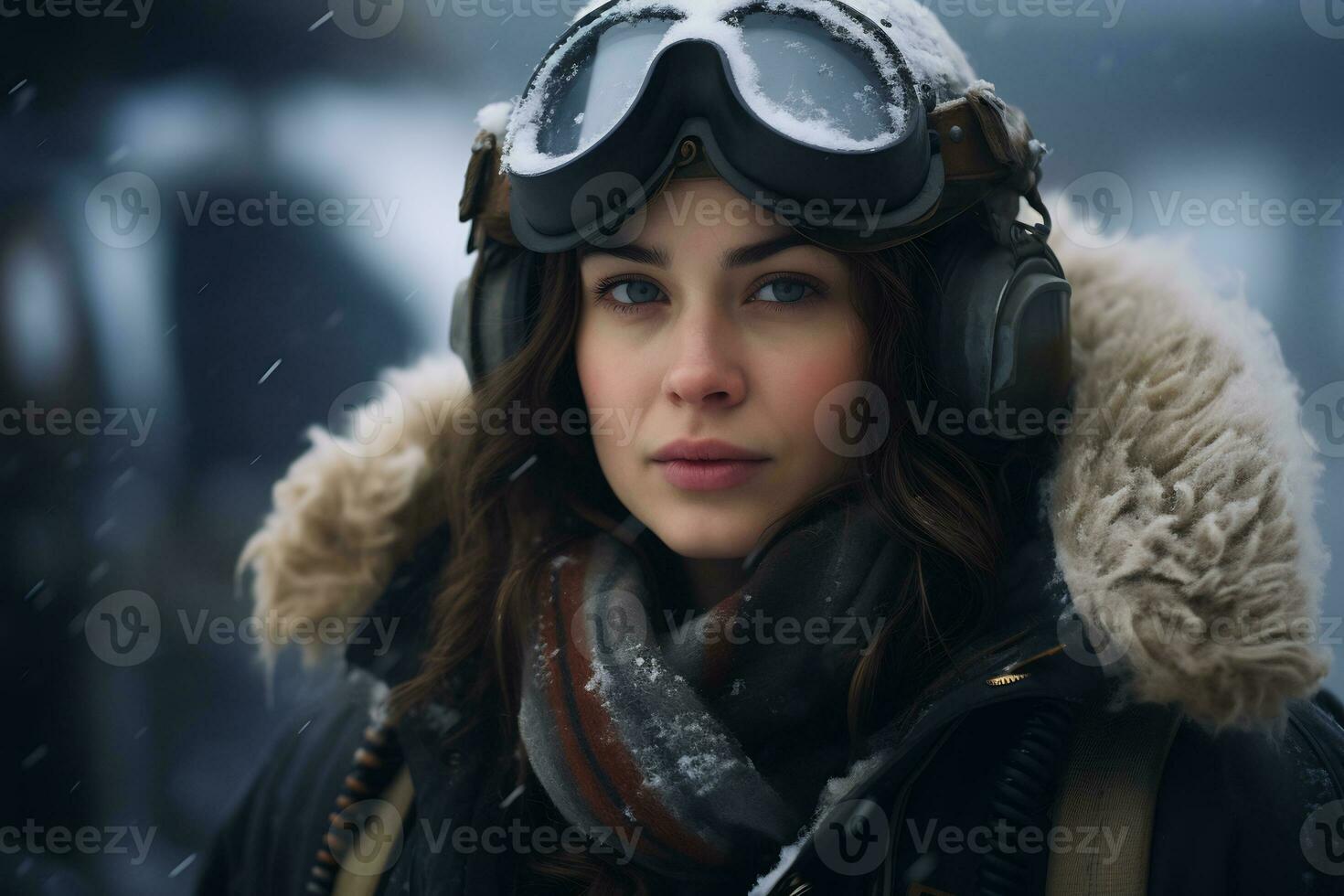 Beautiful pilot girl Generative AI photo