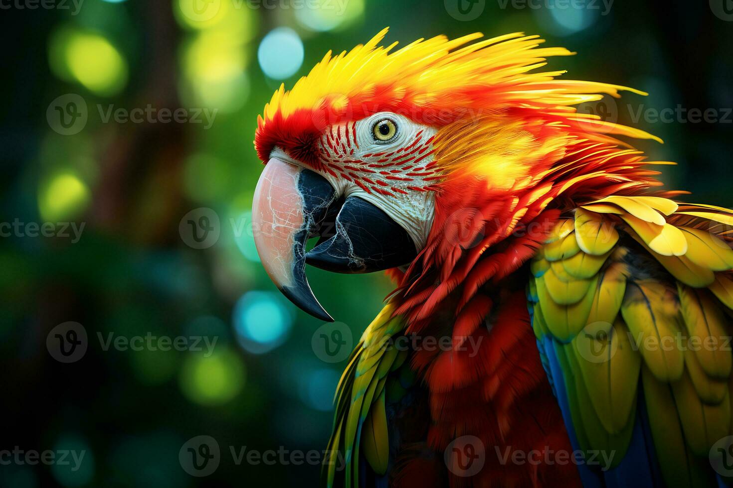 Macaw birds with vibrant colors in nature Generative AI photo