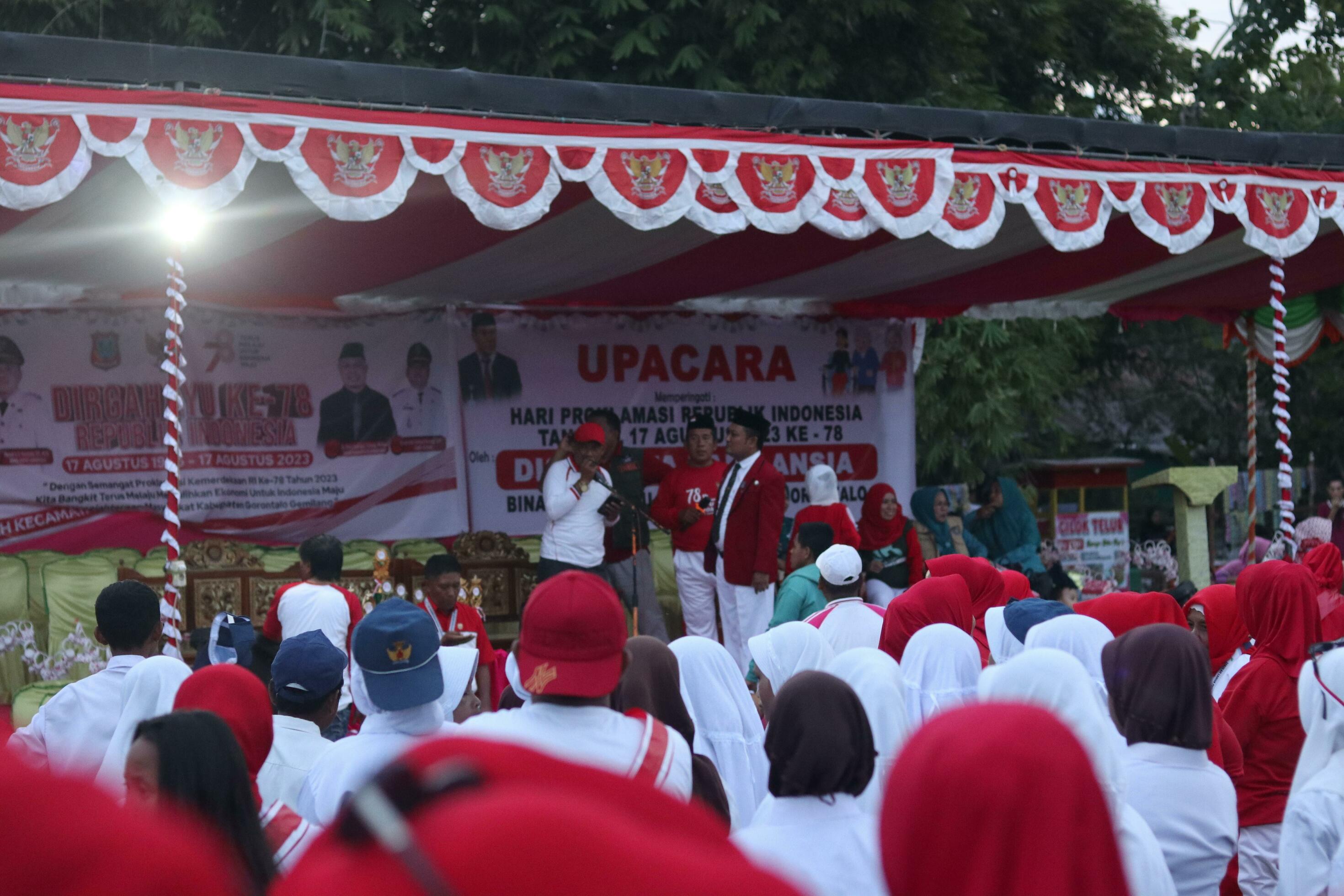 Gorontalo, Indonesia August 17, 2023 The Indonesian flag lowering