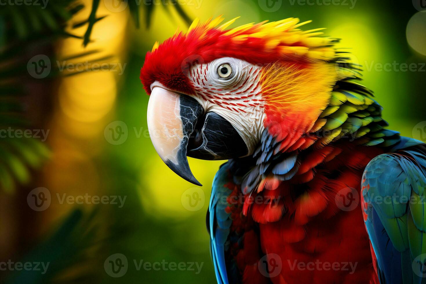 Macaw birds with vibrant colors in nature Generative AI photo