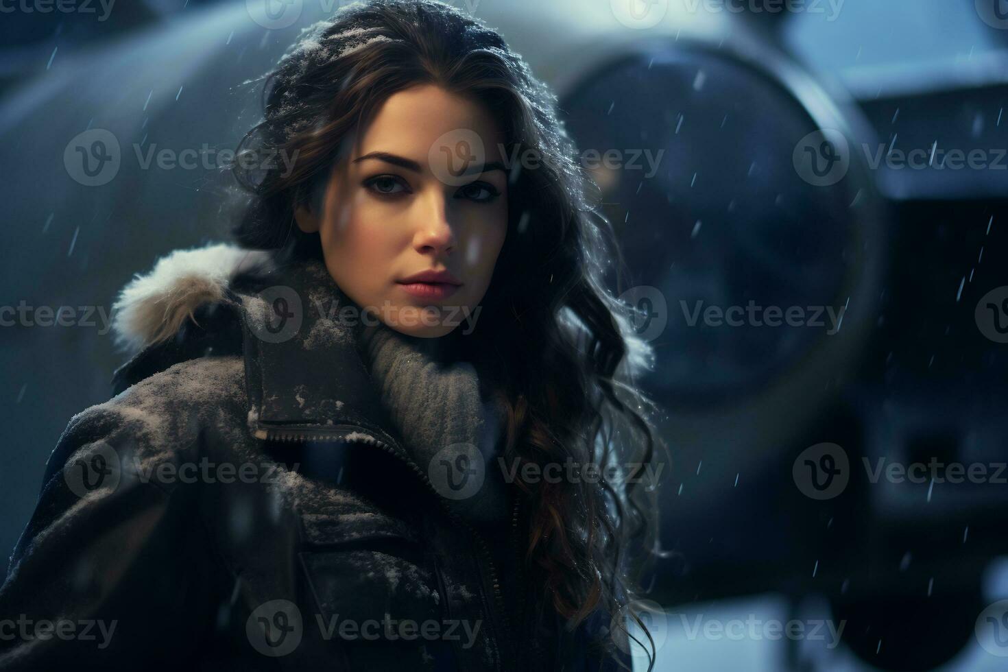 Beautiful pilot girl Generative AI photo