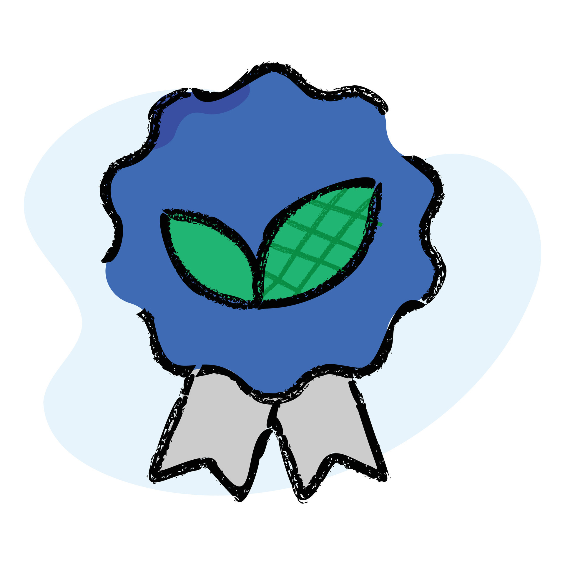 Badge with Two Leaves Icon. An icon of a badge with two leaves to