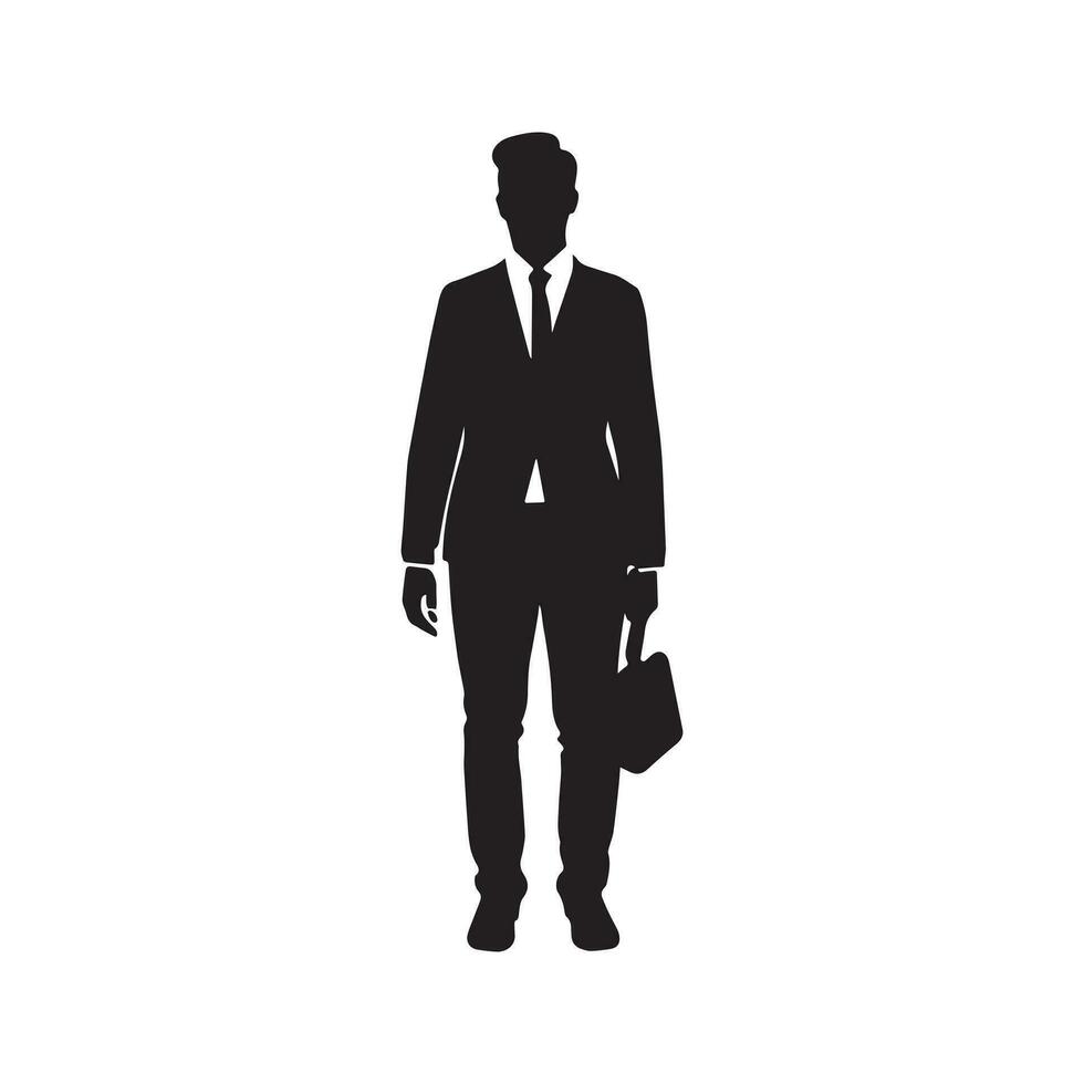 black silhouette of a business man in white background vector