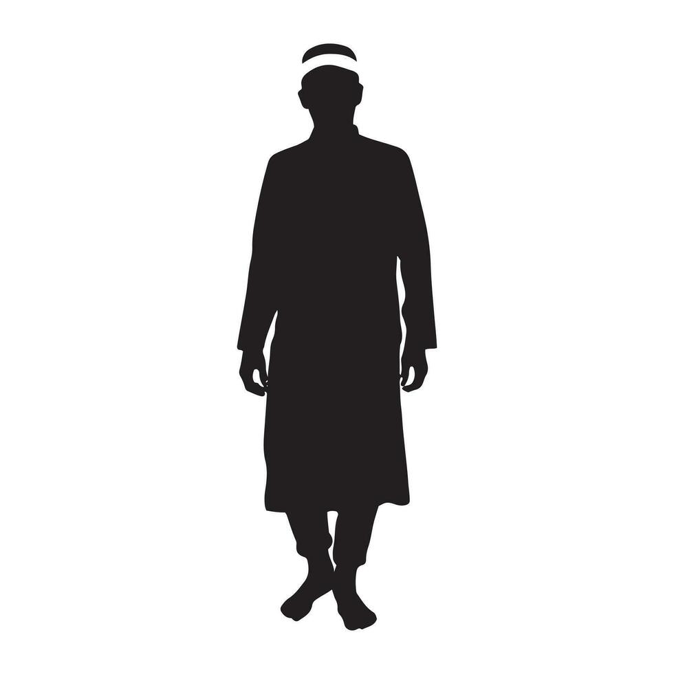 Collection of Muslim Arab man silhouette Images in white background vector