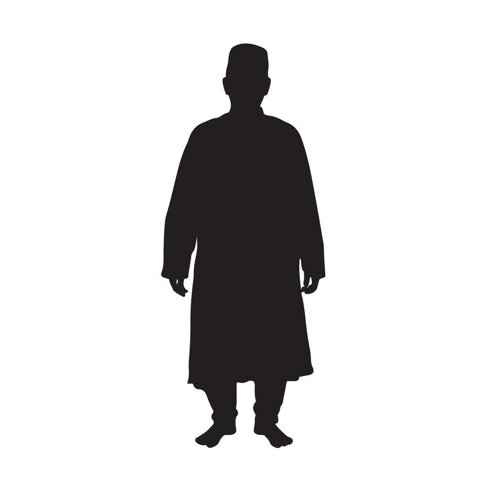 Collection of Muslim Arab man silhouette Images in white background vector