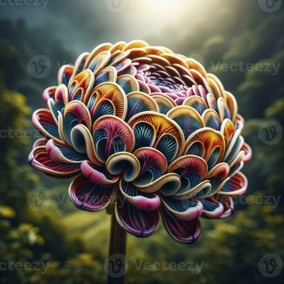 capturar el vibrante fiambres bal flor en sus natural configuración, con un atención en el vívido colores y intrincado detalles de sus pétalos ai generado foto