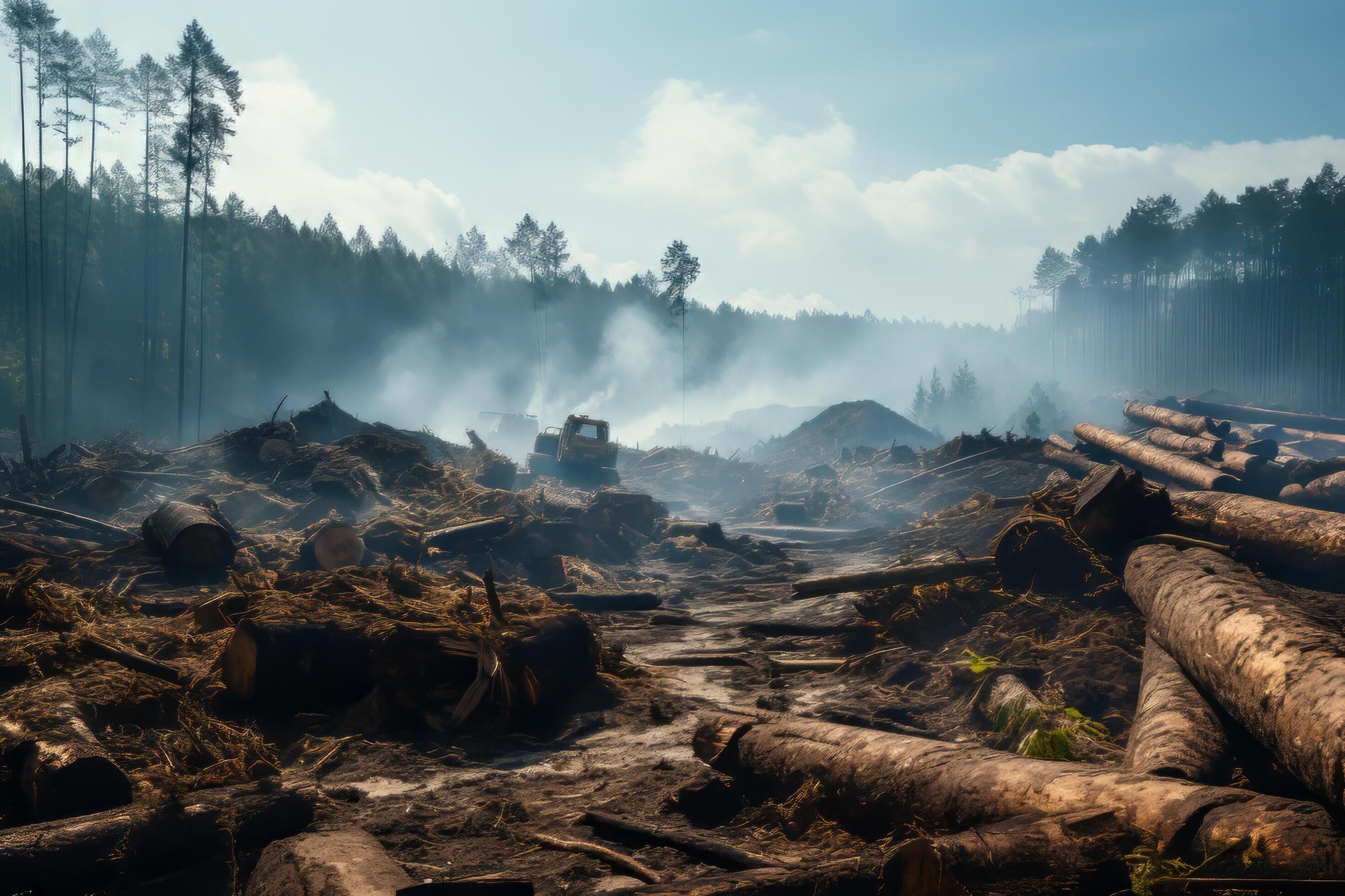 Deforestation due to land clearing projects, ai generative 33489002