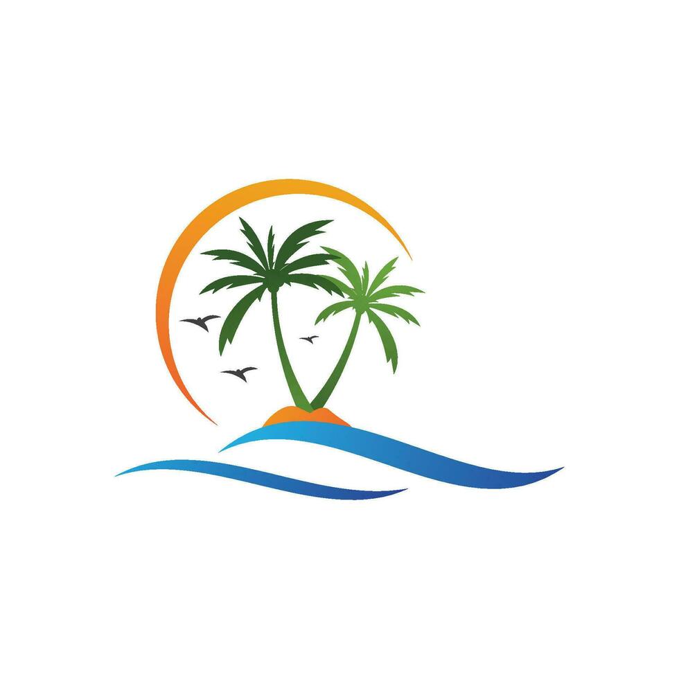 Palm tree summer logo template vector