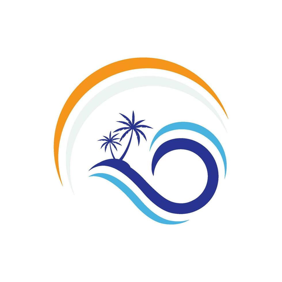 Palm tree summer logo template vector