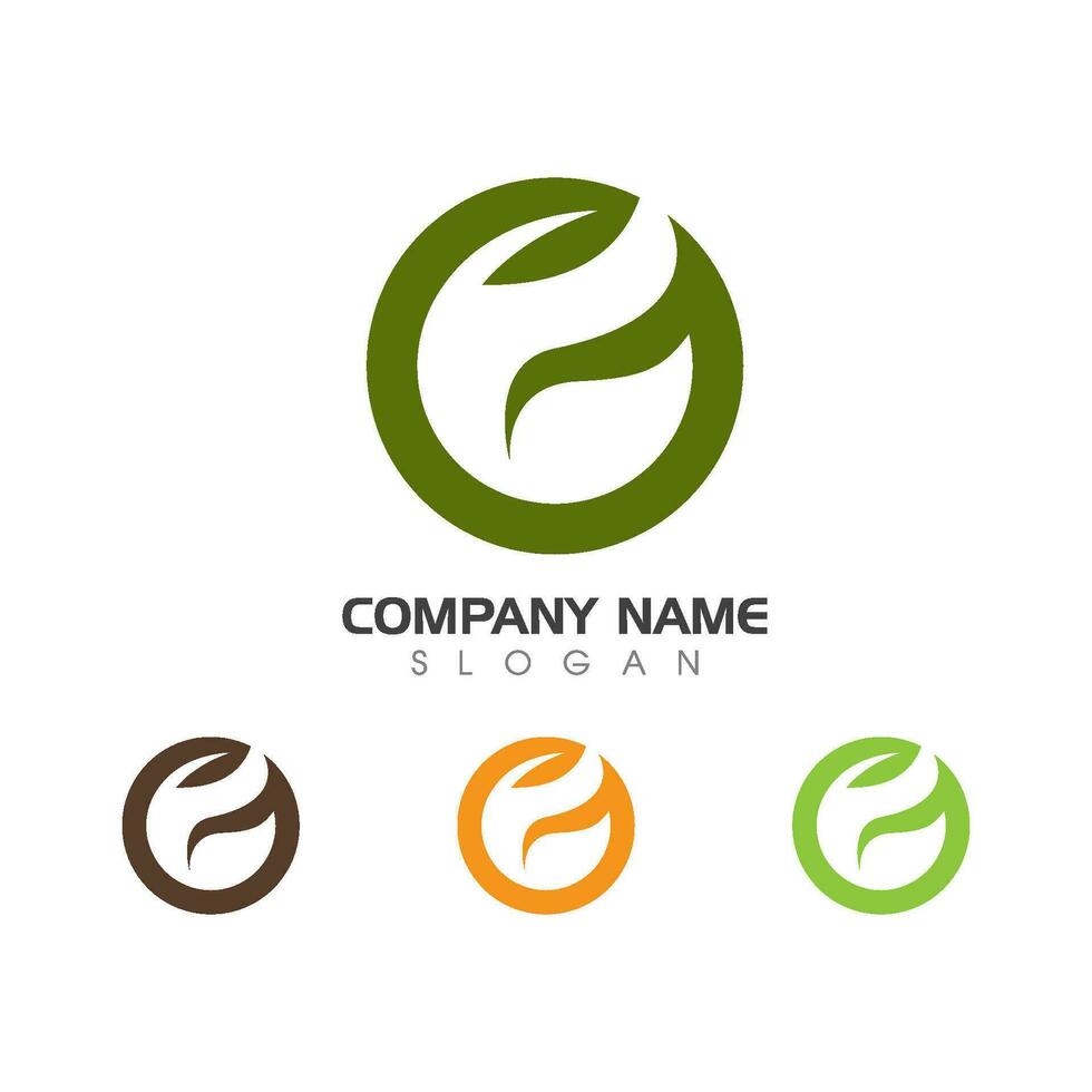 Logos of green Tree leaf ecology vector