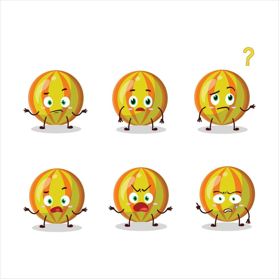 Cartoon character of yellow candy with what expression vector